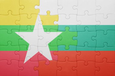 myanmar ve Bulgaristan Ulusal bayrak ile bulmaca 