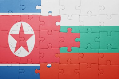 Kore Demokratik Halk Cumhuriyeti ve Bulgaristan Ulusal bayrak ile bulmaca 