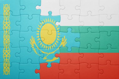 Kazakistan ve Bulgaristan Ulusal bayrak ile bulmaca 