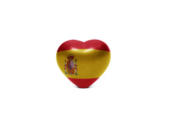 Srdce s národní vlajkou Španělska — Stock fotografie