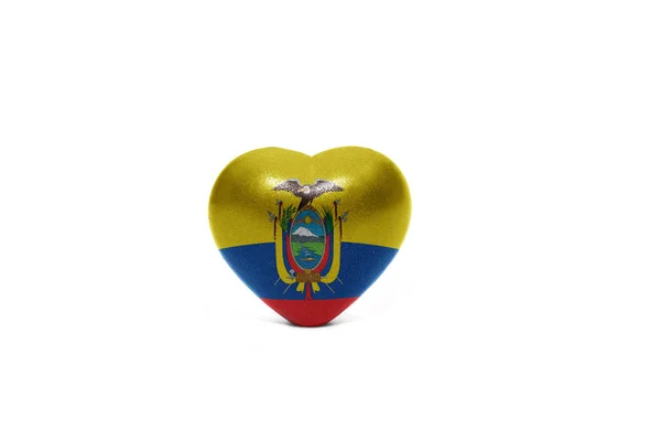Сердце с национальным флагом Эквадора — стоковое фото