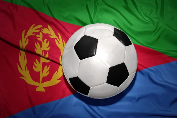 Black and white football ball on the national flag of eritrea — Stock Photo, Image