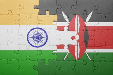 kenya ve Hindistan Ulusal bayrak ile bulmaca.