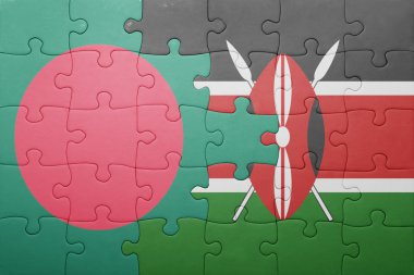 kenya ve Bangladeş Ulusal bayrak ile bulmaca.