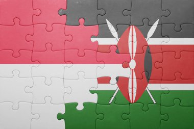 kenya ve Endonezya ulusal bayrak ile bulmaca.