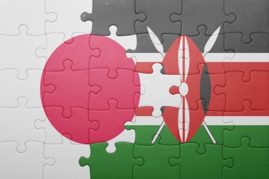 kenya ve Japonya Ulusal bayrak ile bulmaca.