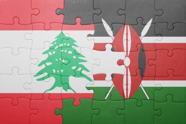 kenya ve Lübnan ulusal bayrak ile bulmaca.