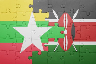 kenya ve myanmar ulusal bayrak ile bulmaca.