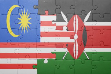 kenya ve Malezya ulusal bayrak ile bulmaca.