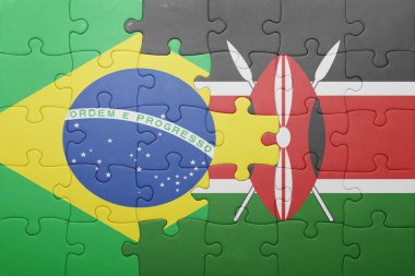 kenya ve Brezilya ulusal bayrak ile bulmaca.