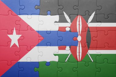 kenya ve Küba ulusal bayrak ile bulmaca.