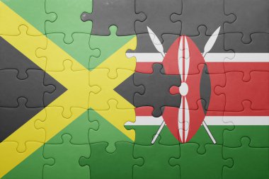 kenya ve Jamaika ulusal bayrak ile bulmaca.