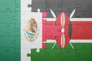 kenya ve Meksika ulusal bayrak ile bulmaca.