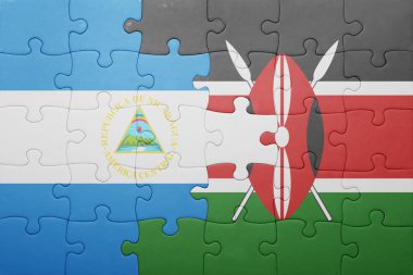 kenya ve Nikaragua ulusal bayrak ile bulmaca.