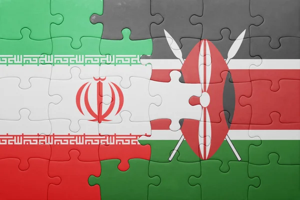 케냐와 이란 국기와 퍼즐. — 스톡 사진