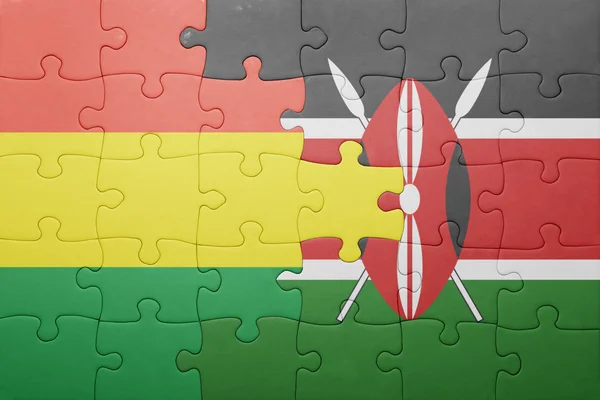Puzzle z flagi narodowej Kenii i Boliwii. — Zdjęcie stockowe