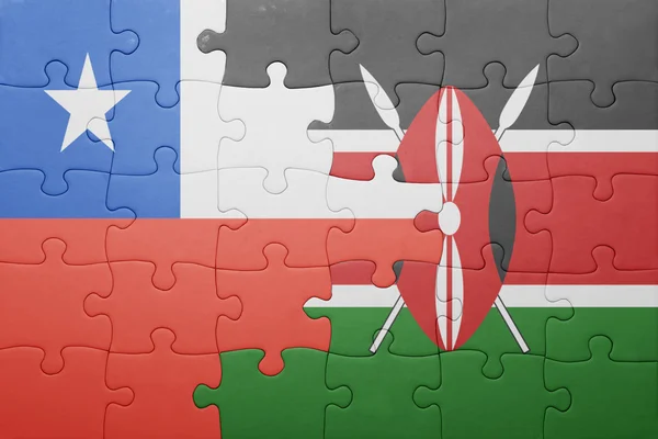 Puzzle avec le drapeau national du Kenya et du Chili . — Photo