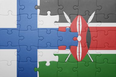 kenya ve Finlandiya ulusal bayrak ile bulmaca.
