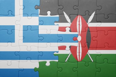 kenya ve Yunanistan ulusal bayrak ile bulmaca.