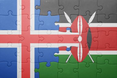 kenya ve İzlanda ulusal bayrak ile bulmaca.