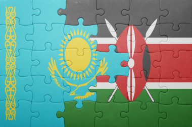 kenya ve Kazakistan ulusal bayrak ile bulmaca.