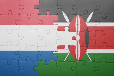 kenya ve Hollanda ulusal bayrak ile bulmaca.