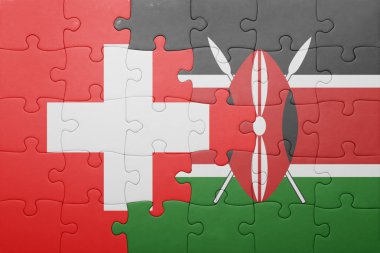 kenya ve İsviçre ulusal bayrak ile bulmaca.