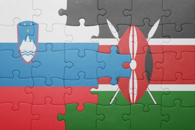 kenya ve Slovenya ulusal bayrak ile bulmaca.