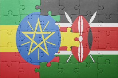 kenya ve Etiyopya ulusal bayrak ile bulmaca.