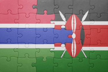 kenya ve Gambiya ulusal bayrak ile bulmaca.
