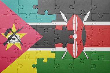 kenya ve Mozambik ulusal bayrak ile bulmaca.