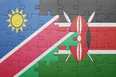 kenya ve Namibya ulusal bayrak ile bulmaca.