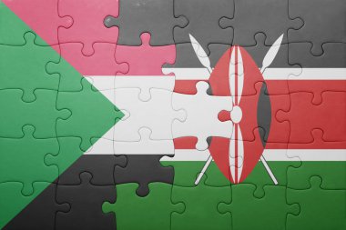 kenya ve sudan ulusal bayrak ile bulmaca.