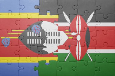 kenya ve Svaziland ulusal bayrak ile bulmaca.
