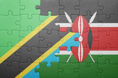 kenya ve Tanzanya ulusal bayrak ile bulmaca.
