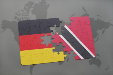 Almanya ve İngiltere ulusal bayrak dünya harita arka plan üzerinde ile bulmaca.