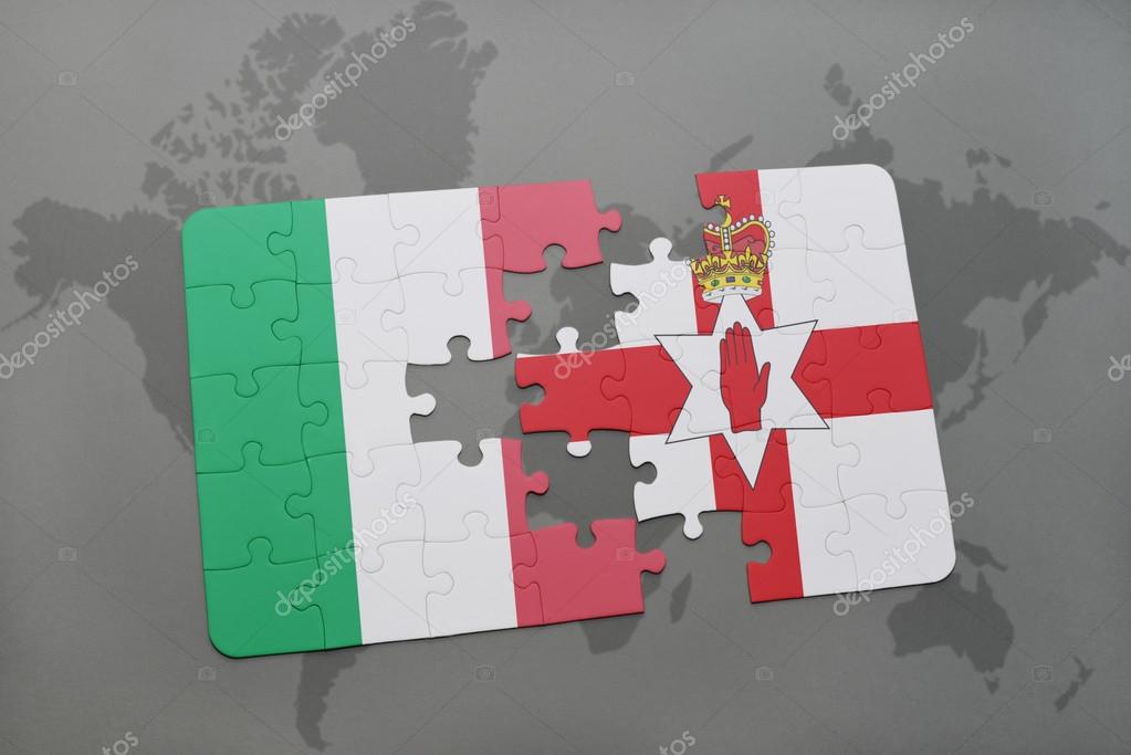 Puzzle Avec Le Drapeau National De Litalie Et Lirlande Du