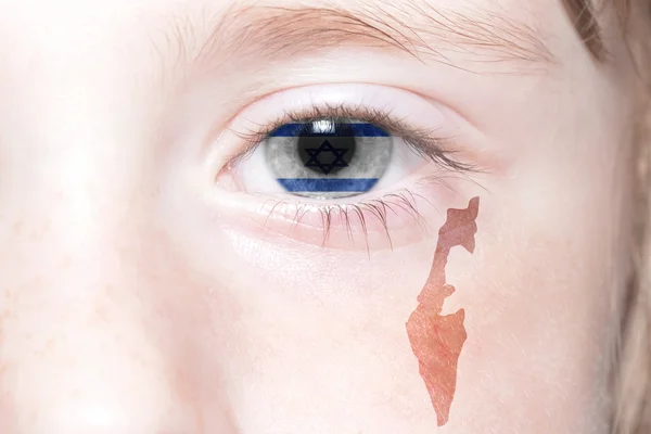 人間の顔国旗とイスラエルの地図. — ストック写真