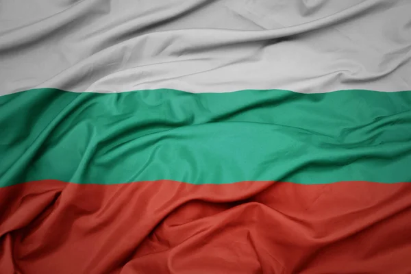 Waving Colorful National Flag Bulgaria Macro Shot — Stock Photo, Image