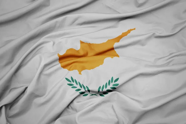 Sventolando Colorata Bandiera Nazionale Cipro Macro Scatto — Foto Stock
