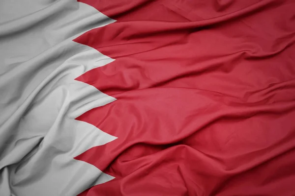 Bahreyn Renkli Ulusal Bayrağını Sallıyordu Makro Çekim — Stok fotoğraf