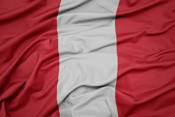 Waving Colorful National Flag Peru Macro Shot —  Fotos de Stock