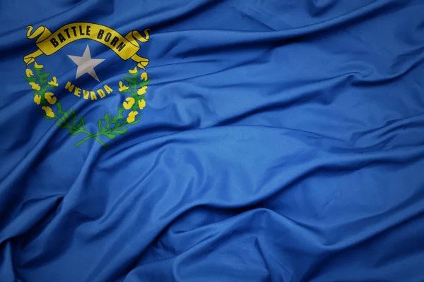 Waving Colorful Flag Nevada State Macro Shot — Stock Photo, Image