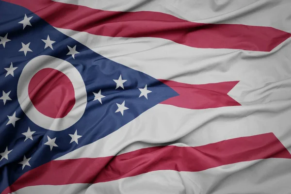 Waving Colorful Flag Ohio State Macro Shot — Stock Photo, Image