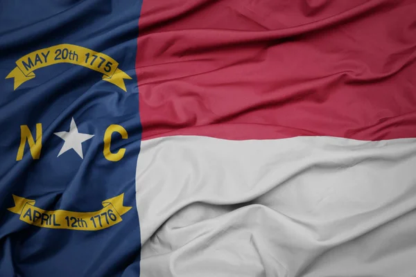 Waving Colorful Flag North Carolina State Macro Shot — Stock Photo, Image