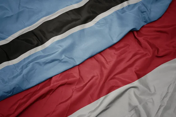 Ondeando Colorida Bandera Indonesia Bandera Nacional Botswana Macro — Foto de Stock