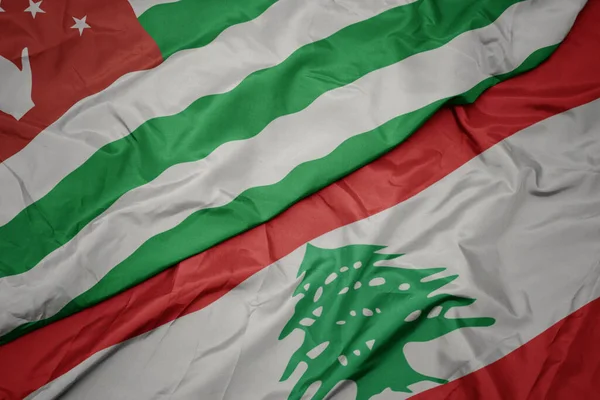 Waving Colorful Flag Lebanon National Flag Abkhazia Macro — Stock Photo, Image