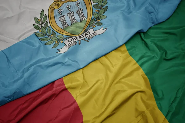 Ondeando Colorida Bandera Guinea Bandera Nacional San Marino Macro —  Fotos de Stock