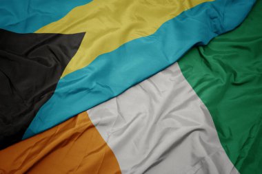 Cote Divoire bayrağı ve ulusal Bahamalar bayrağı sallıyordu. makro