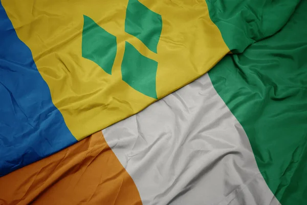 Waving Colorful Flag Cote Divoire National Flag Saint Vincent Grenadines — Stock Photo, Image